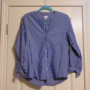 JCrew striped blouse w/ bow sleeve accent